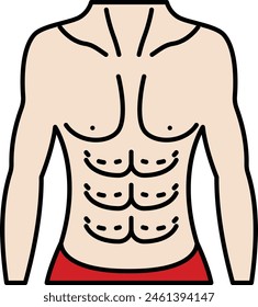 Six-pack abs surgery vector icon design, Cosmetology or Cosmetologist Symbol, esthetician or beautician Sign, Beauty treatment stock illustration, Abdominal etching concept