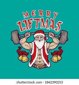 Sixpack Santa Lifting Barbell Frohe Weihnachten