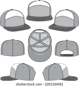 Sixpanel 6panel Hat Fashion Flat Sketch Stock Vector (Royalty Free ...