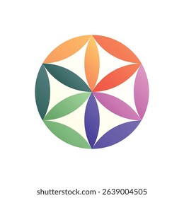 Six-petal rosette. Editable vector icon, coloured.