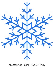Six-pointed blue snowflake, winter weather, cold.