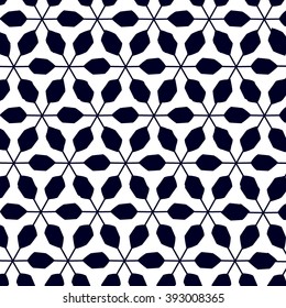 six-pointed geometric ornament floral element.six-pointed star monochrome pattern.