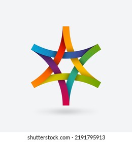 Six  pointed geometric star symbol in rainbow gradient colors  Vector illustration
