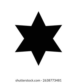 Six-pointed Shelf star icon vector. Star symbol vector. Black and white star illustration. Simple shape. Star silhouette vector. Classic symbol. EPS.