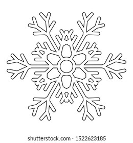 Six-pointed snowflake with an intricate pattern. Snowflake is a symbol of winter and winter weather.