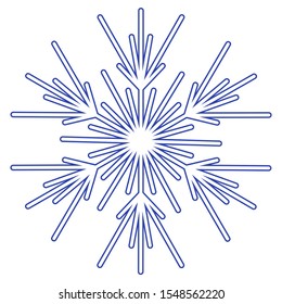 Six-pointed snowflake with an intricate pattern. Snowflake is a symbol of winter and winter weather.