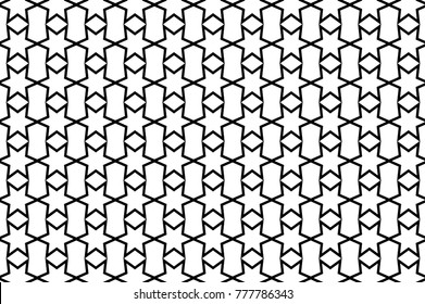 Six-pointed star - black and white vector pattern
