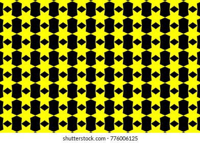 Six-pointed star - black and yellow vector pattern