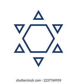 six-pointed star from hexagon and triangles in outline style. Jewish star of David like a geometric sun vector illustration