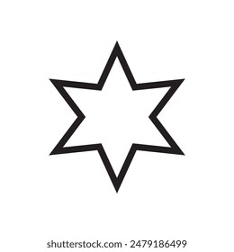 Icono de estrella de seis puntas. Marco negro. Símbolo abstracto aislado. Elemento geométrico. Ilustración vectorial. Imagen estándar. EPS 10.