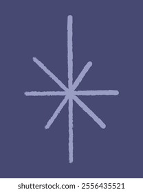 A six-pointed star that looks like a snowflake color. Clip art doodle illustration.