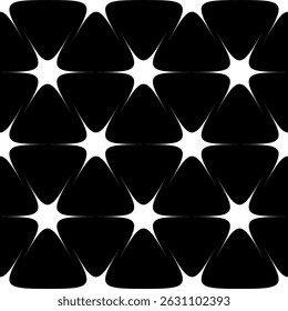 Six-pointed stars seamless pattern. Black and white vector background. Abstract geometric pattern