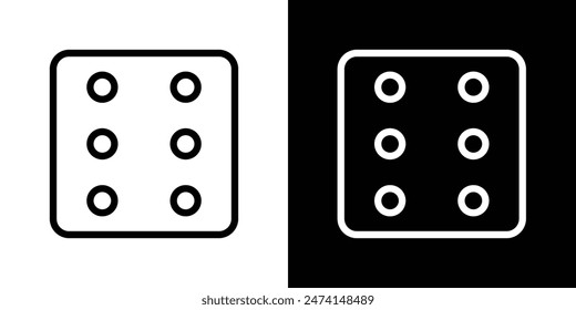 Six-sided dice icon set. Dice game vector symbol. Poker roll cube with six dots.