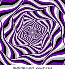 Radial optical illusion background. Black and white abstract