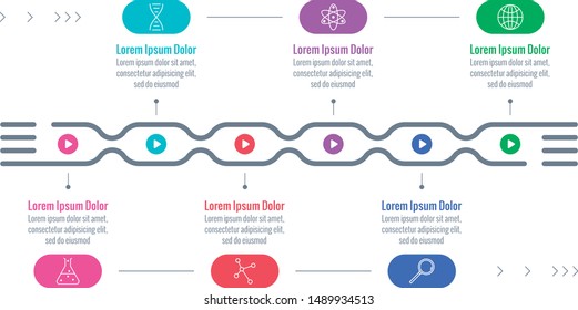 six-step infographic. horizontal bar infographic. timeline template