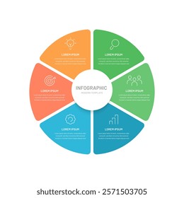 Six-step infographics for creating booklets, presentations, and information on the website. Editable icons