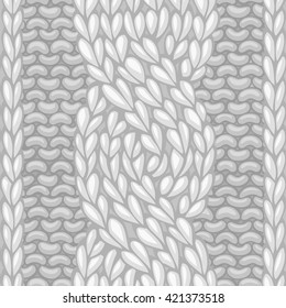 Six-Stitch cable stitch. Vector left-twisting rope cable (C6F) seamless pattern. Vector knitting texture. Boundless background can be used for web page backgrounds.

