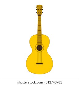 Six-string guitar isolated on white background