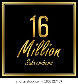 Sixteen or 16 Million followers or subscribers achievement symbol design, vector illustration.