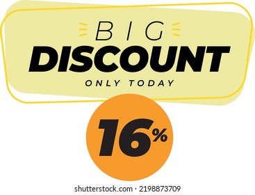 Sixteen 16 percent big discount sale banner label yellow