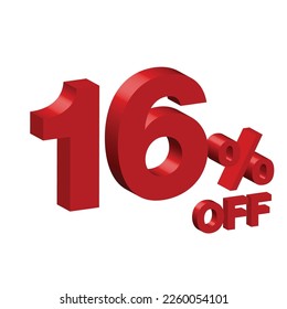 sixteen 16 percent off 3d vector illustration 