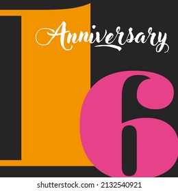 sixteen anniversary colorful wallpaper dark background vector illustration