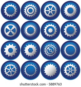 Sixteen Cog Buttons/Icons