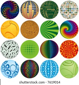 Sixteen Colorful Balls to add to your designs