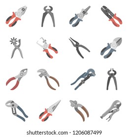 Sixteen different types of pliers