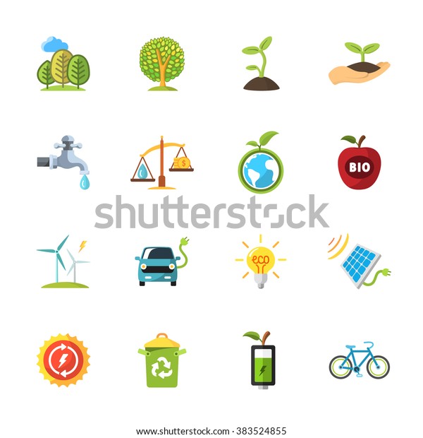 sixteen flat eco\
icons
