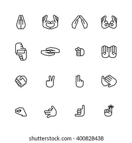 Sixteen Flat Style Hand Icons Isolated Stock Vector (Royalty Free ...