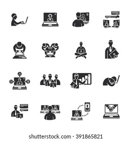 sixteen laptop and people icons