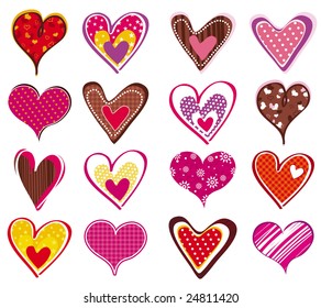 sixteen lovely  heart, vector illustration