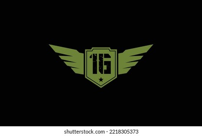 SIXTEEN Number army for team identity. Military template vector illustration for your brand.
