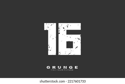 SIXTEEN Number grunge for identity. font template vector illustration for your brand.