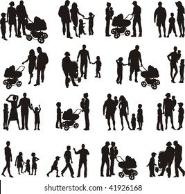 Sixteen sets of families of vector illustrations
