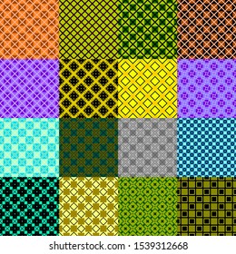 Sixteen sets seamless pattern. Vector modern illustration. For wallpaper, project, fabric.