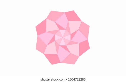 Sixteen Sided Geometric Polygon Hex Sign in Shades of Red  Pink