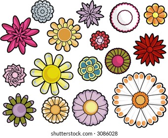 sixteen vector flowers