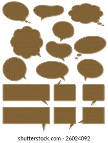 sixteen wooden  labels , vector illustration