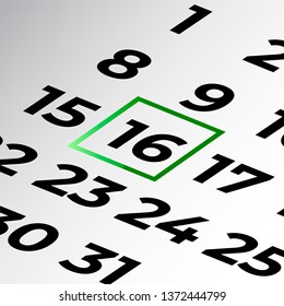 sixteenth day of the calendar vector, isometric calendar