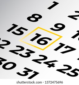 sixteenth day of the calendar vector, isometric calendar