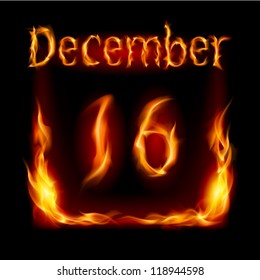 Sixteenth December in Calendar of Fire. Icon on black background