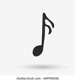 Sixteenth music note. Flat vector stock illustration