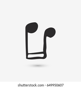 Sixteenth music note reversed. Flat vector stock illustration