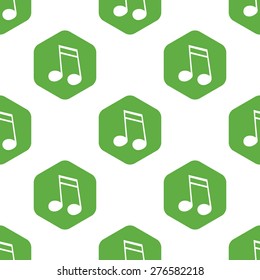 Sixteenth note in hexagon, repeated on white background