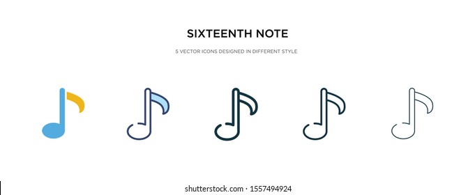 sixteenth note icon in different style vector illustration. two colored and black sixteenth note vector icons designed in filled, outline, line and stroke style can be used for web, mobile, ui