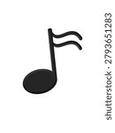 Sixteenth note musical symbol with double flags isolated on white background.