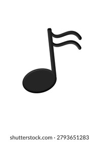 Sixteenth note musical symbol with double flags isolated on white background.