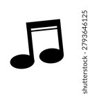 Sixteenth note musical symbol icon isolated on white background.
